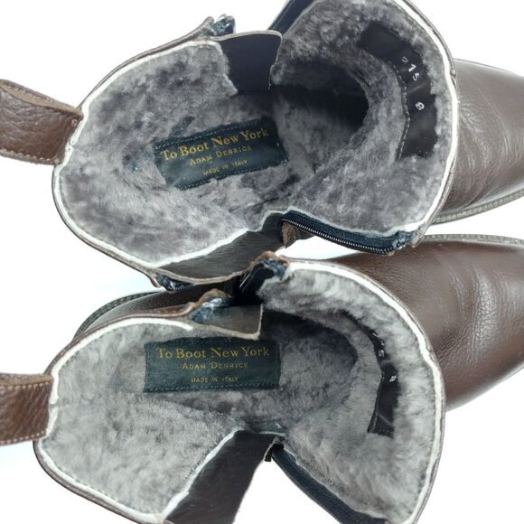 To Boot New York Adam Derrick Chelsea Boots Men US 8 Brown Leather Zipper Italy - Picture 3 of 9